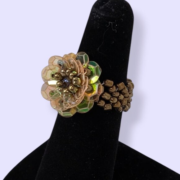 Jewelry - (2/$20) Iridescent Sequin Floral Stretch Ring